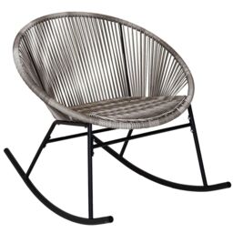 Charles Bentley Zanzibar Rocking Chair Grey Rattan String Seat