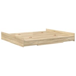 Berkfield Home Storage Bed Frame with Drawer with Headboard with Storage Sonoma oak 200 x 200 cm in Brown - thumbnail 2