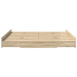 Berkfield Home Storage Bed Frame with Drawer with Headboard with Storage Sonoma oak 200 x 200 cm in Brown - thumbnail 5