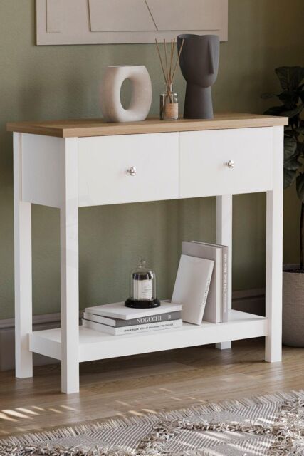 Home Discount Vida Designs Arlington 2 Drawer Console Table Storage Organizer in White - image 1
