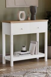 Home Discount Vida Designs Arlington 2 Drawer Console Table Storage Organizer in White - thumbnail 1
