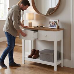 Home Discount Vida Designs Arlington 2 Drawer Console Table Storage Organizer in White - thumbnail 9