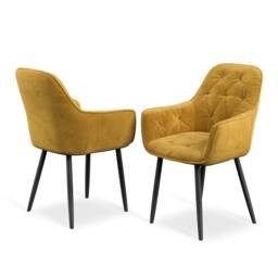 More4Homes Arlo White Marble Top W Black Leg + Anika Velvet Dining Chair Set Of 4 in Mustard - thumbnail 3