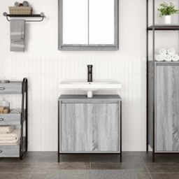 Berkfield Home Bathroom Basin Cabinet Grey Sonoma 60x34.5x60 cm - thumbnail 3