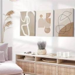 Mafett Neutral Abstract Wall Art Set of 3 Beige Minimalist Canvas Prints - Size: A3 - thumbnail 2