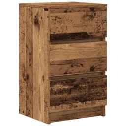 Berkfield Home Durable Bedside Cabinet with 3 Drawers Old Wood 39x35x65 cm in Brown - Size: 39 x 35 x 65 cm - thumbnail 3