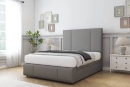 "Sloomy Lisbon Dumfries Divan Base 2 Drawers - 54"" Headboard & 12"" Footboard in Light Grey - Size: Small Double" - thumbnail 3