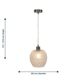 First Choice Lighting Set of 2 Baine - Clear Textured Glass with Satin Nickel Pendants - thumbnail 8