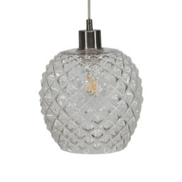 First Choice Lighting Set of 2 Baine - Clear Textured Glass with Satin Nickel Pendants - thumbnail 7