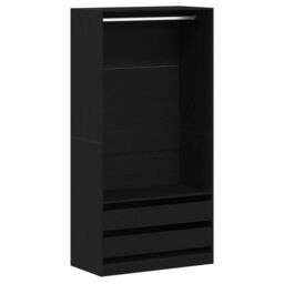 Berkfield Home Black Oak Wardrobe - 100 x 50 x 200 cm - Made from Engineered Wood - thumbnail 2