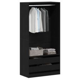 Berkfield Home Black Oak Wardrobe - 100 x 50 x 200 cm - Made from Engineered Wood - thumbnail 3