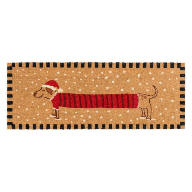 Kukoon Front Door Mat Christmas Décor Natural Coir Rug - Steven in Beige - Size: 45 cm x 120 cm - image 1