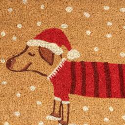 Kukoon Front Door Mat Christmas Décor Natural Coir Rug - Steven in Beige - Size: 45 cm x 120 cm - thumbnail 4