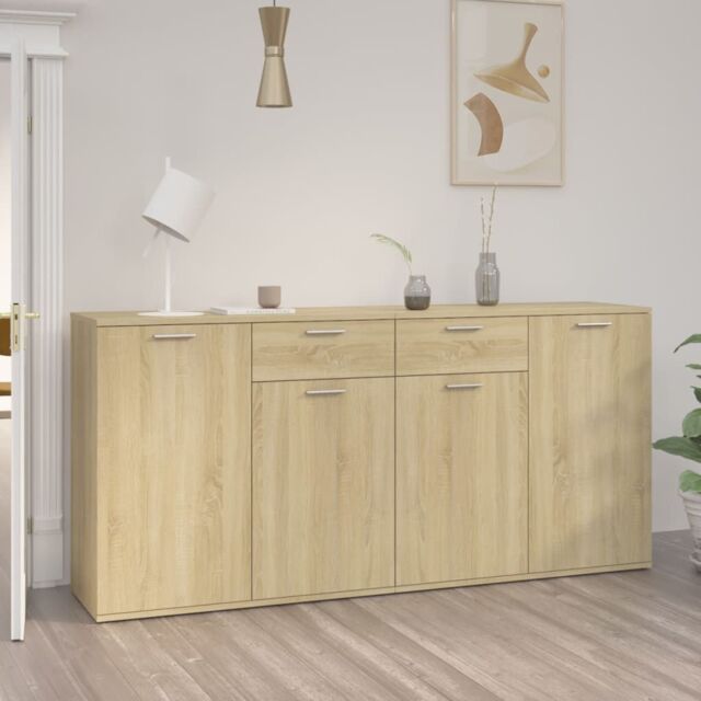 Berkfield Home Sideboard Sonoma Oak 160x36x75 cm Engineered Wood in Brown - Size: 160 x 36 x 75 cm - image 1