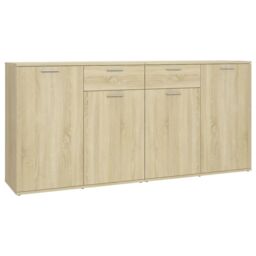 Berkfield Home Sideboard Sonoma Oak 160x36x75 cm Engineered Wood in Brown - Size: 160 x 36 x 75 cm - thumbnail 2