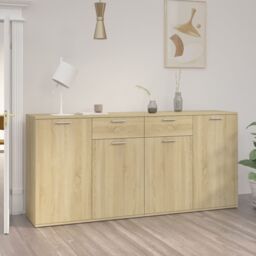 Berkfield Home Sideboard Sonoma Oak 160x36x75 cm Engineered Wood in Brown - Size: 160 x 36 x 75 cm - thumbnail 1