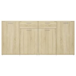 Berkfield Home Sideboard Sonoma Oak 160x36x75 cm Engineered Wood in Brown - Size: 160 x 36 x 75 cm - thumbnail 6