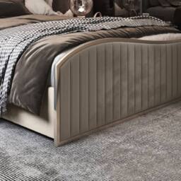 Casani Fulbeck Upholstered Soft Velvet Beige Metal Designer Bed Frame in Cream - Size: Super King - thumbnail 7