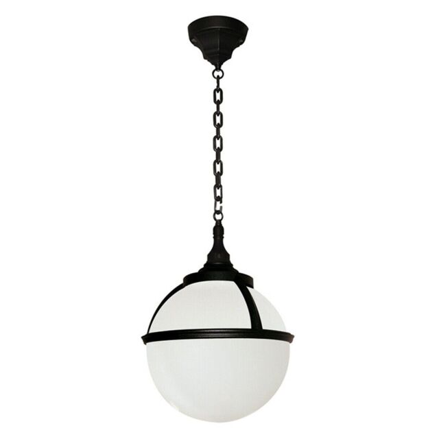 Loops Outdoor IP44 1 Bulb Chain Lantern Black LED E27 100W Bulb Outside External