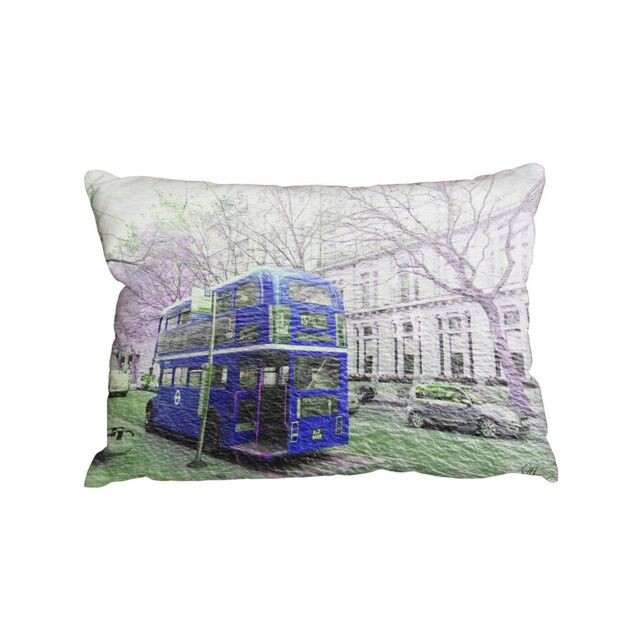 Benjamin Tate Design Cushions - London bus Behind blue (Cushion)