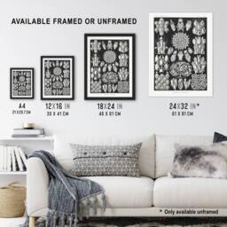 Artery8 Bryozoa Aquatic invertebrates Haeckel Botanical Framed Wall Art Print in Black - Size: A4 - thumbnail 3