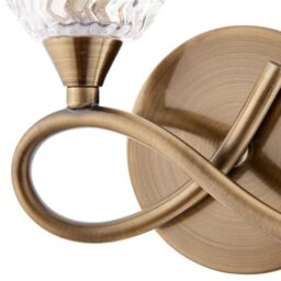 Loops 2 PACK LED Twin Wall Light Twist Arm Antique Brass Glass Pattern Dimming Lamp in Clear - thumbnail 4