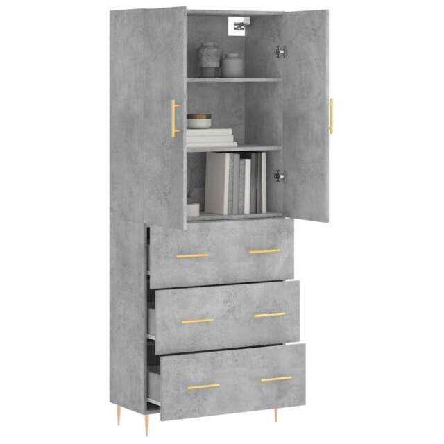Berkfield Home Highboard Concrete Grey 69.5x34x180 cm Engineered Wood - image 1