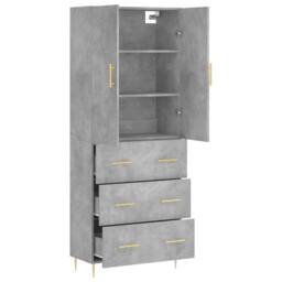 Berkfield Home Highboard Concrete Grey 69.5x34x180 cm Engineered Wood - thumbnail 4