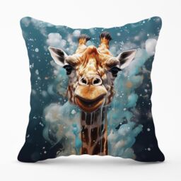 Warren Reed - Designer Splashart Giraffe Face Outdoor Cushion in Grey - Size: 45 cm x 45 cm - thumbnail 1