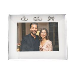 Happy Homewares Modern Wedding Picture Frame in Silver Plating with Rings & Hearts - thumbnail 3
