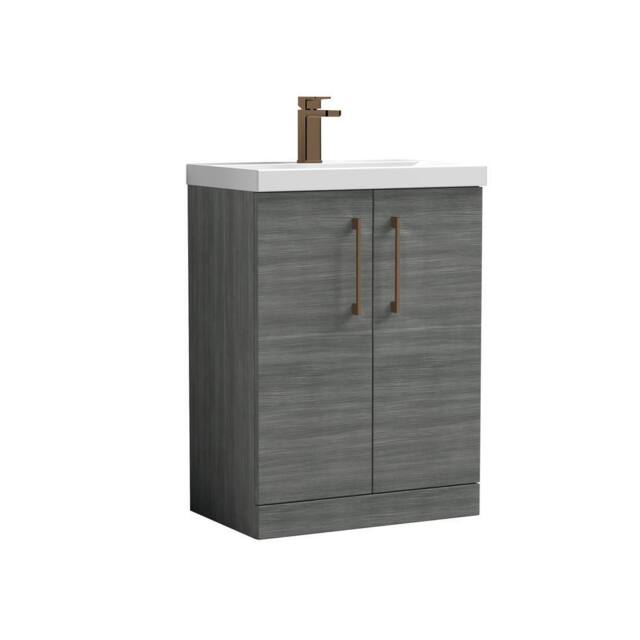 Balterley Bathroom Floor 2-Door Vanity Unit Basin, Anthracite, 600mm in Grey - image 1