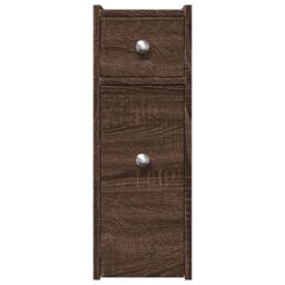 Berkfield Home Narrow Bathroom Cupboard with Wheels Brown Oak Engineered Wood - thumbnail 4