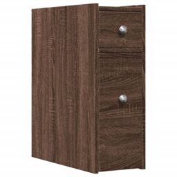 Berkfield Home Narrow Bathroom Cupboard with Wheels Brown Oak Engineered Wood - thumbnail 2