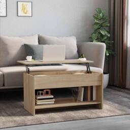 Berkfield Home 809650 Coffee Table Sonoma Oak 102x50x52, 5 cm Engineered Wood in Light Tan - thumbnail 2