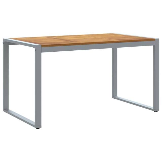 Berkfield Home Outdoor Dining Table Grey 140x80x75 cm Steel&Solid Wood Acacia - Size: 140 x 80 x 75 cm - image 1