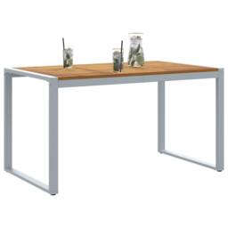 Berkfield Home Outdoor Dining Table Grey 140x80x75 cm Steel&Solid Wood Acacia - Size: 140 x 80 x 75 cm - thumbnail 3