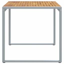 Berkfield Home Outdoor Dining Table Grey 140x80x75 cm Steel&Solid Wood Acacia - Size: 140 x 80 x 75 cm - thumbnail 6