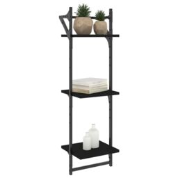 Berkfield Home 3-Tier Wall Shelves with Bars 2 pcs Black 30x25x100 cm - Size: 30 x 25 x 100 cm - thumbnail 3