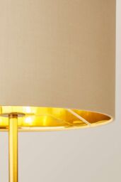 ValueLights Christina Fabric with Metallic Gold Inner Drum Shade Gold Palm Leaf Table Lamp in Natural - thumbnail 4