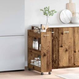 Berkfield Home Rolling Cabinet Old Wood 60x22x79 cm Engineered Wood in Brown - Size: 60 x 22 x 79 cm - thumbnail 4