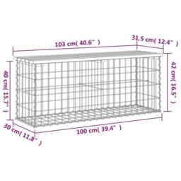 Berkfield Home Garden Bench Gabion Design 103x31.5x42 cm Solid Wood Pine in Brown - thumbnail 8
