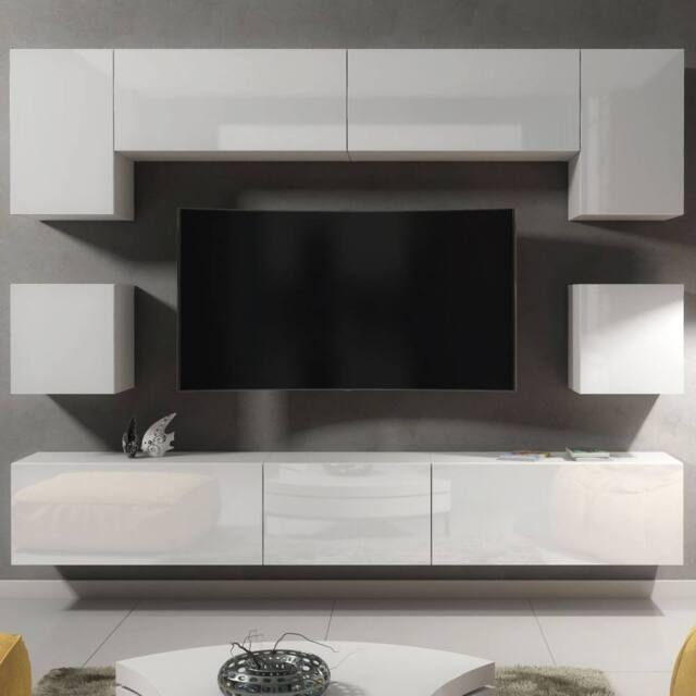 Creative Furniture Panorama Wall TV Unit - White with Gloss Doors - image 1