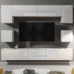 Creative Furniture Panorama Wall TV Unit - White with Gloss Doors - thumbnail 1