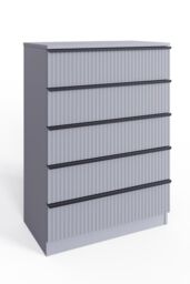 FWStyle Lania Ripple Effect Dark Grey 5 Drawer Bedside Chest Table (H) 100 (W) 70 (D) 40cm - thumbnail 2