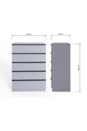 FWStyle Lania Ripple Effect Dark Grey 5 Drawer Bedside Chest Table (H) 100 (W) 70 (D) 40cm - thumbnail 5