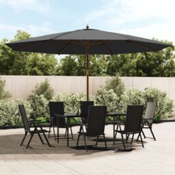 Berkfield Home Garden Parasol with Wooden Pole Anthracite 400x273 cm in Black - thumbnail 1