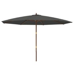 Berkfield Home Garden Parasol with Wooden Pole Anthracite 400x273 cm in Black - thumbnail 2