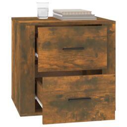 Berkfield Home Bedside Cabinet Smoked Oak 50x39x47 cm in Brown - Size: 50 x 39 x 47 cm - thumbnail 5
