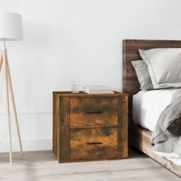 Berkfield Home Bedside Cabinet Smoked Oak 50x39x47 cm in Brown - Size: 50 x 39 x 47 cm - thumbnail 1