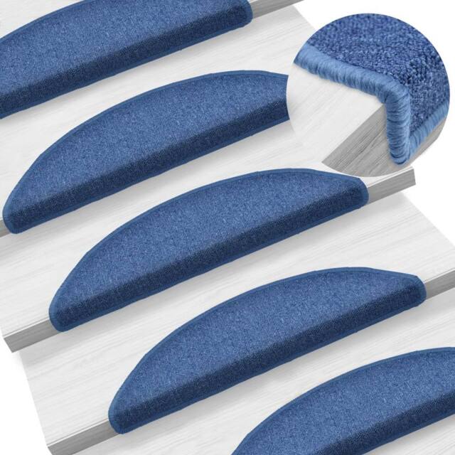 Berkfield Home Stair Mats 10 pcs 56x17x3 cm Blue - Size: Medium - image 1